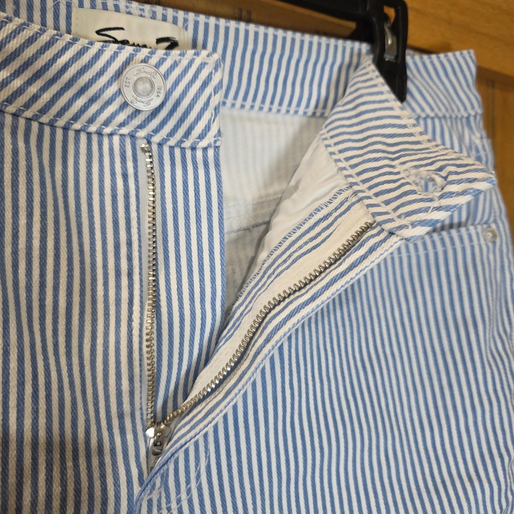 Seven7 Striped Jeans Blue White‎ 90's Straight Leg Hi Rise Denim Casual Size 10 - Picture 5 of 5